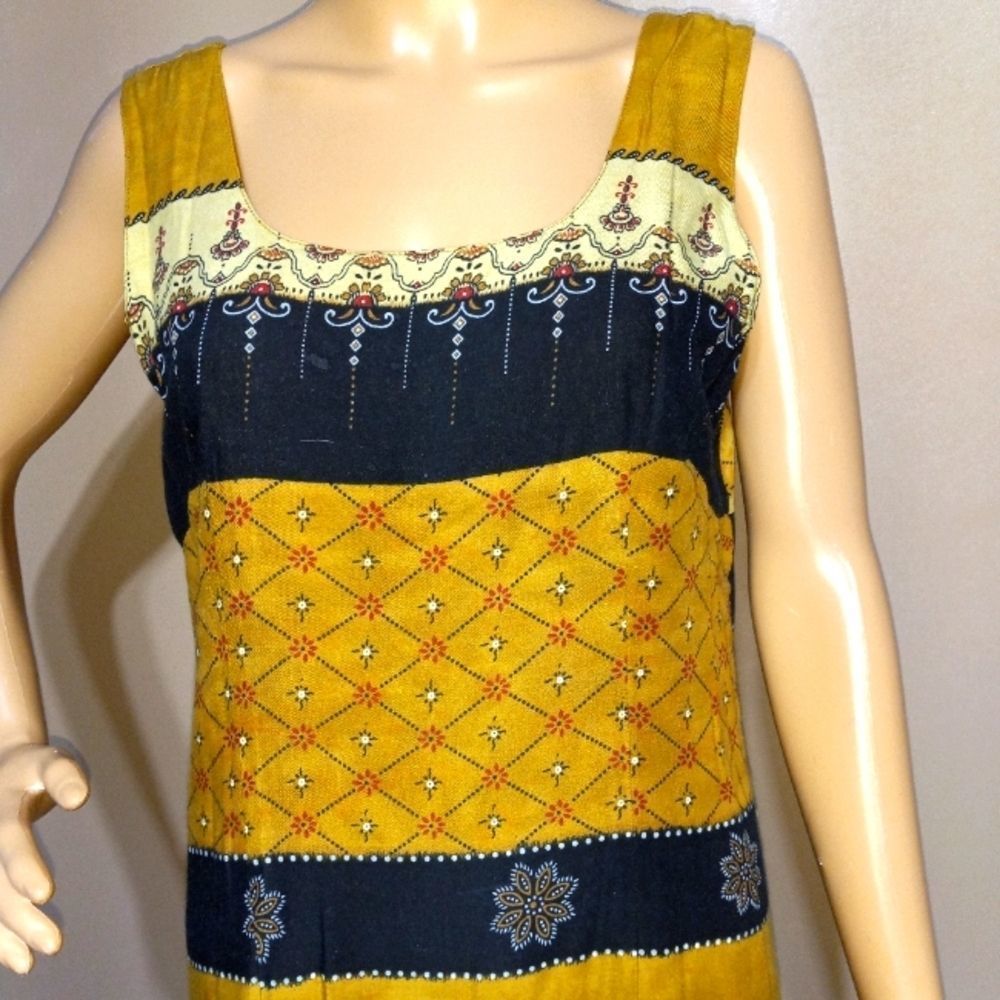 NWT Millennium rayon,art deco,kimono overlay 22" Slit each sides, maxi dress,szM